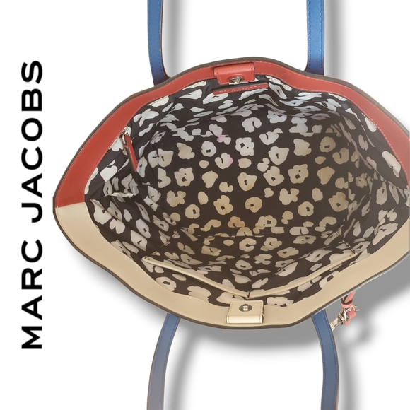 Marc Jacobs Sidekick Colorblock Tote Red White and Blue Handbag Silver & Red Tag - Picture 8 of 10
